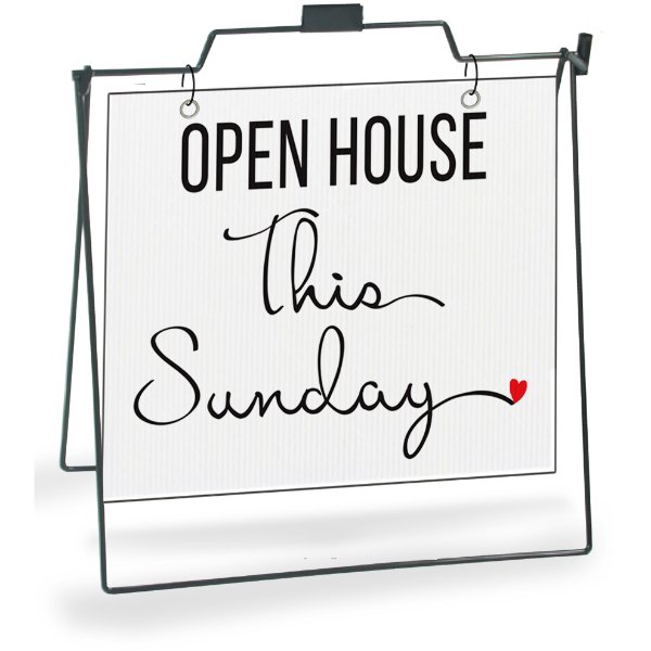 Open House This Sunday - Cursive Heart - Yard Sign - All Things Real Estate