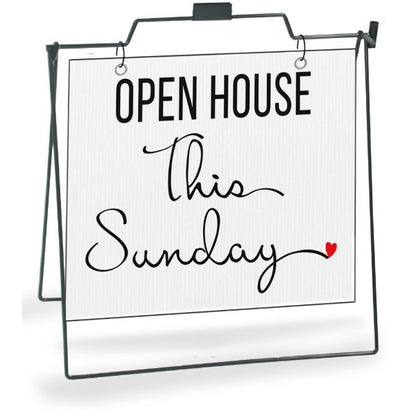 Open House This Sunday - Cursive Heart - Yard Sign - All Things Real Estate