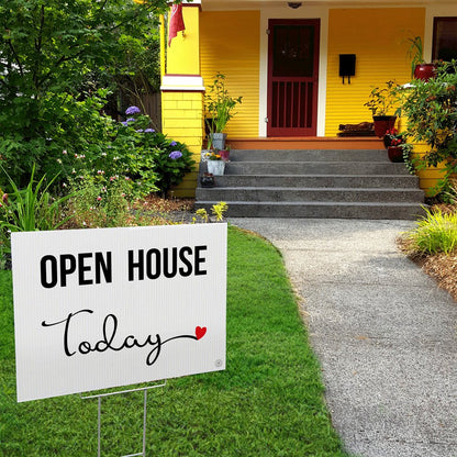 Open House Today - Cursive Heart - Yard Sign - All Things Real Estate