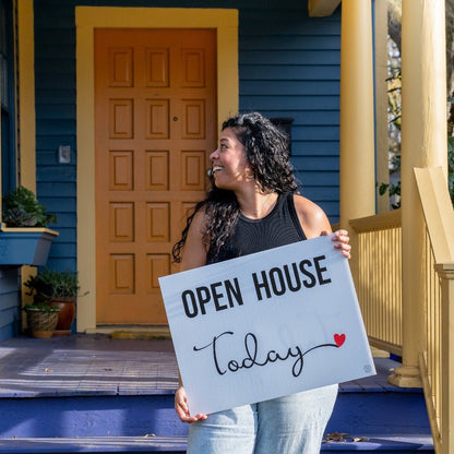Open House Today - Cursive Heart - Yard Sign - All Things Real Estate