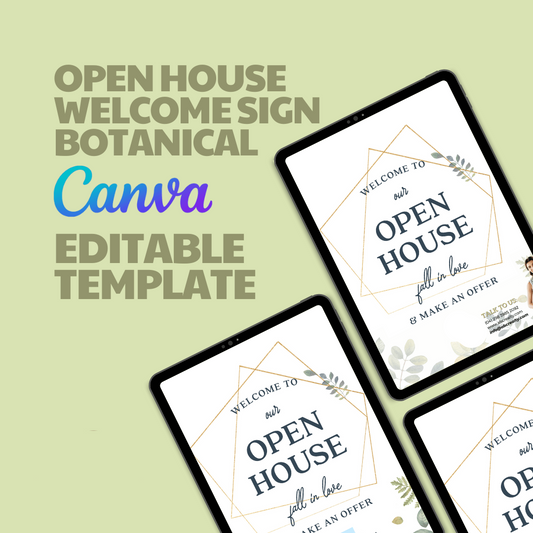 Open House Welcome Sign Botanical - Canva Editable Template - All Things Real Estate