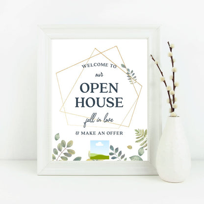 Open House Welcome Sign Botanical - Canva Editable Template - All Things Real Estate