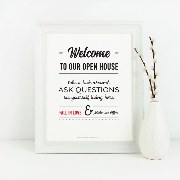 Open House Welcome Sign No.10 - Downloadable - All Things Real Estate