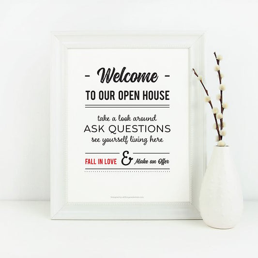 Open House Welcome Sign No.10 - Downloadable - All Things Real Estate