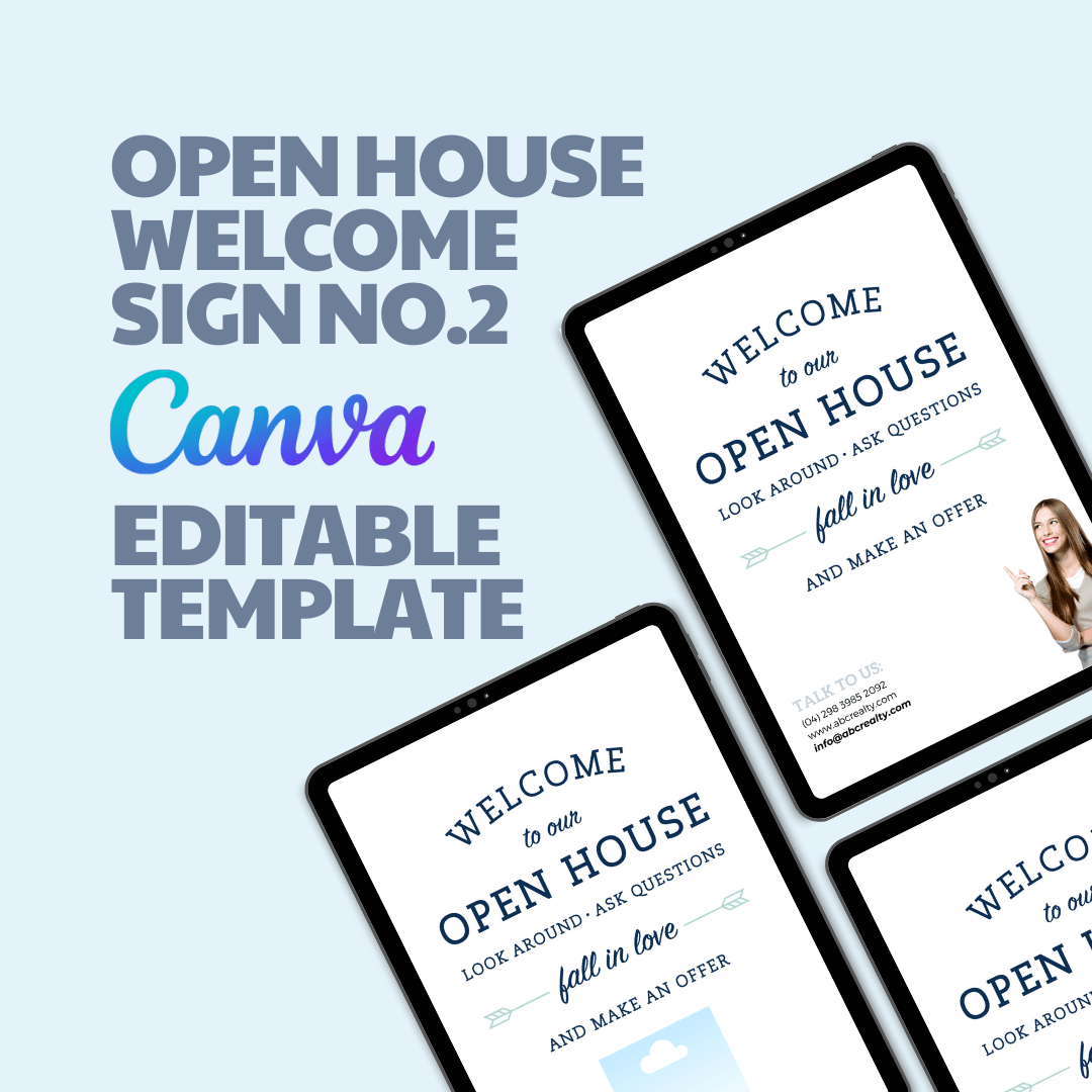 Open House Welcome Sign No.2 - Canva Editable Template - All Things Real Estate