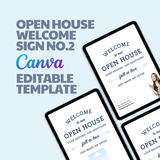 Open House Welcome Sign No.2 - Canva Editable Template - All Things Real Estate