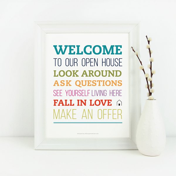 Open House Welcome Sign No.8 - Downloadable - All Things Real Estate