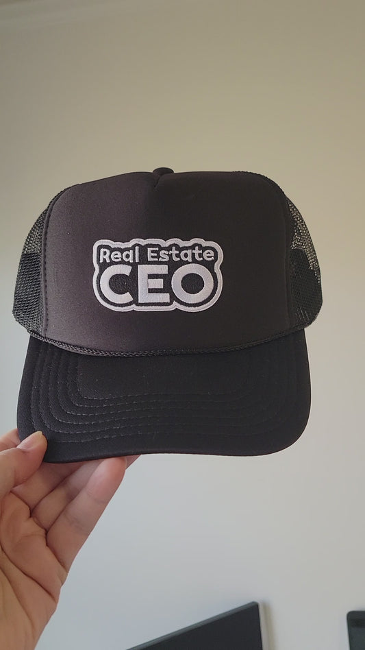 Limited Edition Foam Trucker Patch Hat – Real Estate CEO Patch (Black & White)