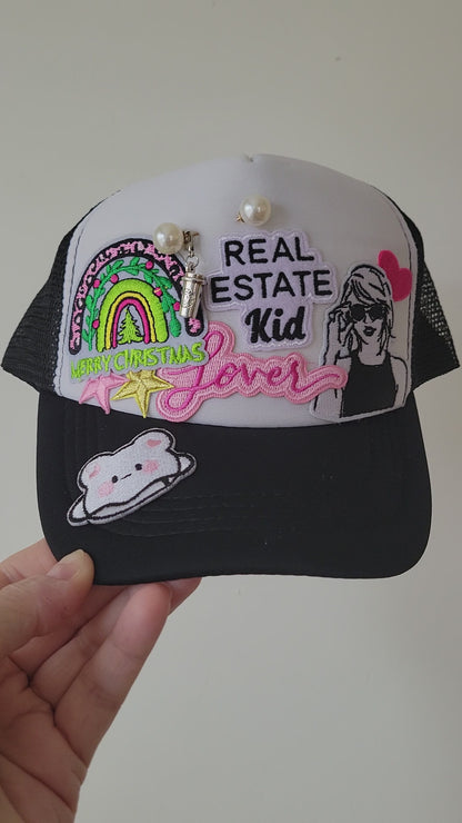 Limited Edition Kids Foam Trucker Patch Hat – Real Estate Kid, Christmas Rainbow, “Lover” Script + Taylor Swift Patch