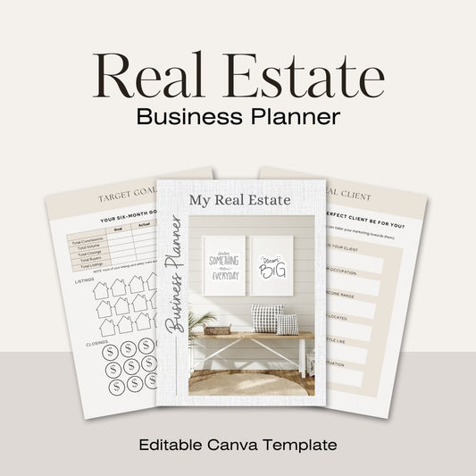 Real Estate Business Planner - Canva Template & Printable - All Things Real Estate