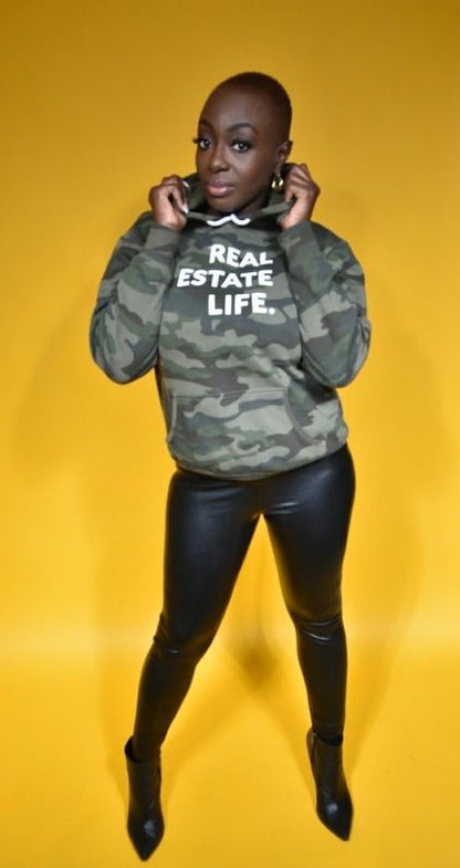 Real Estate Life.™ - Camo - Lightweight Unisex Hoodie - All Things Real Estate