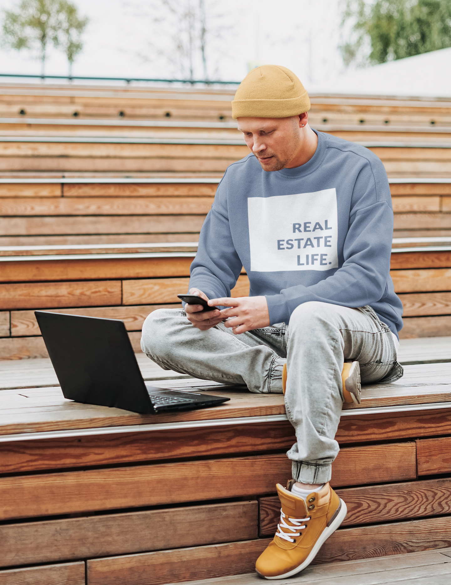 Real Estate Life Sweatshirt - White Square